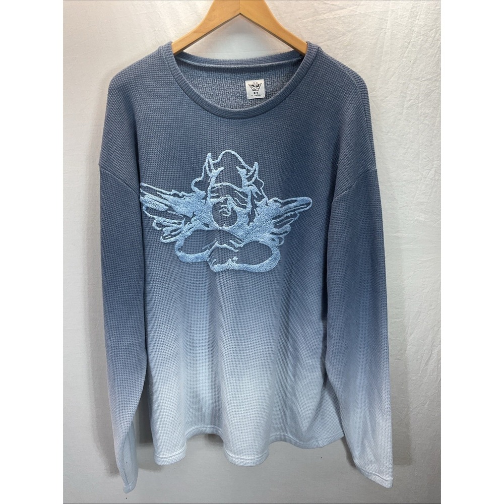 Boys Lie Women's Perfect Match Thermal Top Blue Ombre Angel Graphic One Size